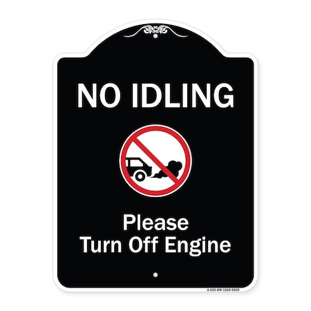 Signmission Designer Series-No Idling Please Turn Off Engine With Graphic, 24" x 18", BW-1824-9829 A-DES-BW-1824-9829
